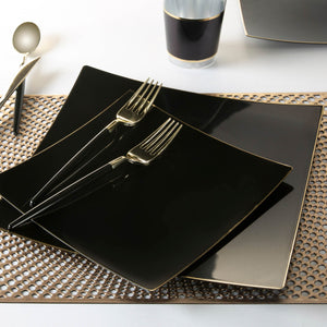 Navy • Gold Plastic Cutlery Set | 32 Pieces - Luxe Party NYC