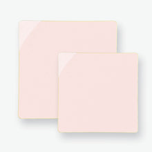 Load image into Gallery viewer, Square Coupe Blush • Gold Plastic Plates | 10 Pack - Luxe Party NYC