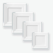 Load image into Gallery viewer, Classic Square White • Silver Plastic Plates | 10 Plates - Luxe Party NYC