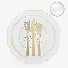 Load image into Gallery viewer, 56 Pc | Solid Scallop Clear • Gold Plastic Party Set - Luxe Party NYC