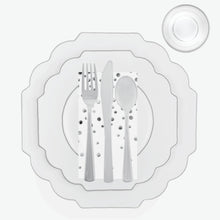 Load image into Gallery viewer, 56 Pc | Solid Scallop Clear • Silver Plastic Party Set - Luxe Party NYC
