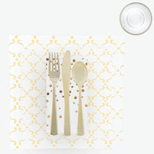 Load image into Gallery viewer, 56 Pc | Square Pattern White • Gold Plastic Party Set - Luxe Party NYC