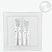 Load image into Gallery viewer, 56 Pc | Square Coupe White • Silver Plastic Party Set - Luxe Party NYC