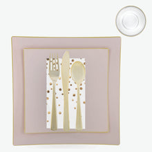 Load image into Gallery viewer, 56 Pc | Square Coupe Blush • Gold Plastic Party Set - Luxe Party NYC
